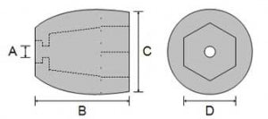 CDZPN-A 3/4″ shaft Propeller Nut Zinc Anode