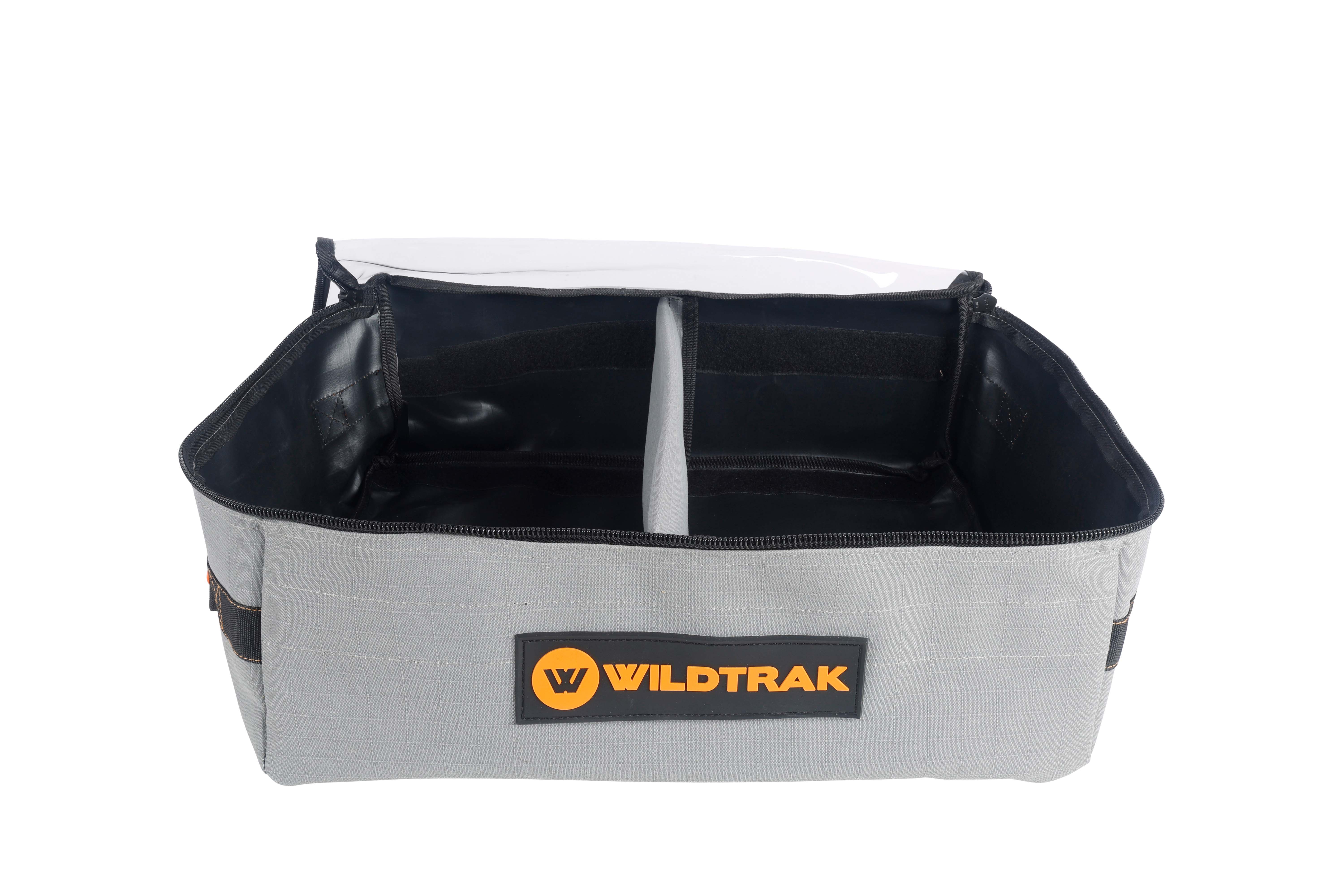 Open Wildtrak canvas storage bag with reinforced waterproof lining.
